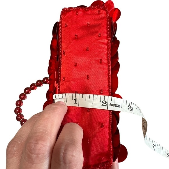 Vintage Y2K Mini Ruby Red Embellished Sequin Beaded La Regale Purse Handbag - Picture 9 of 9